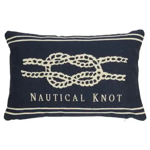 2er Set Baumwolle Gobelin Kissen marine blau flacher knoten 30x45cm - HomeDesign Knaus