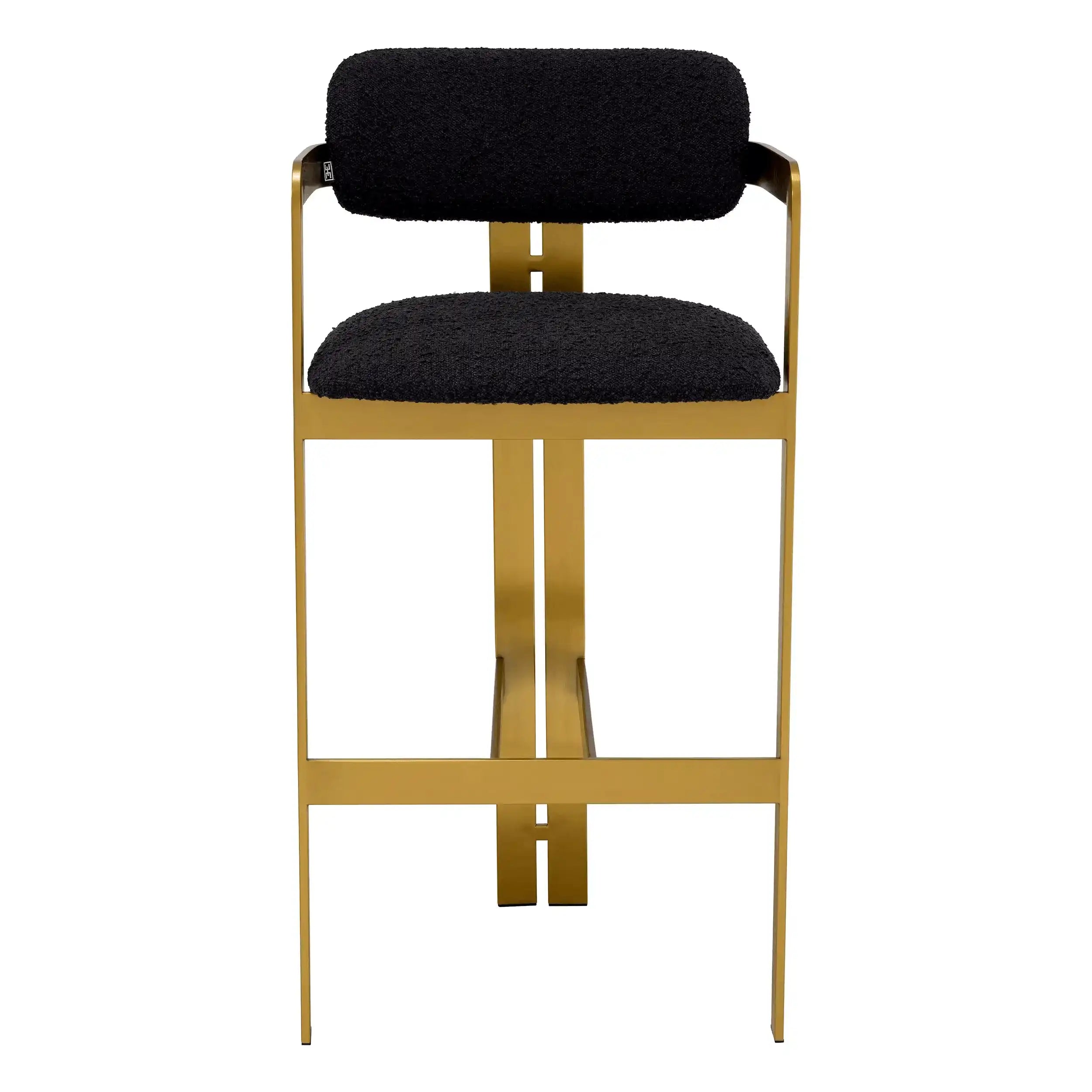 2er Set Designer Donato Barhocker gebürstetes Messing Schwarz Finish mit Armlehne - HomeDesign Knaus