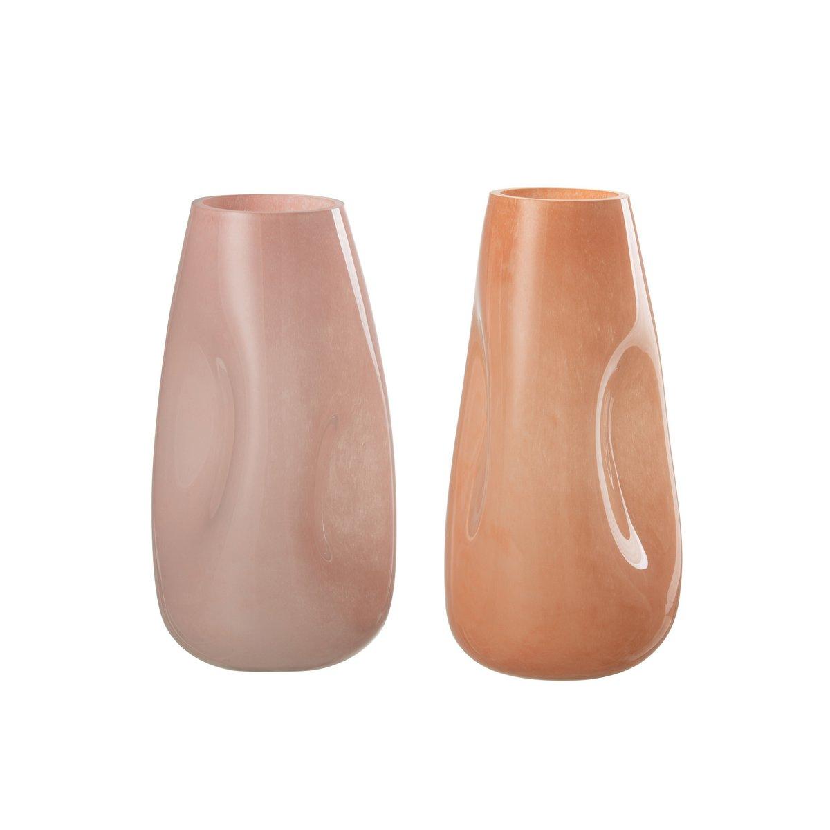 J-Line Vase Bult Glas Pink/Orange Großes 2er-Sortiment - 28,00 cm hoch - HomeDesign Knaus