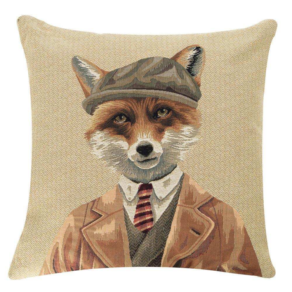 2er Set Gobelin Kissen Jäger Haube fuchs 45x45cm - HomeDesign Knaus