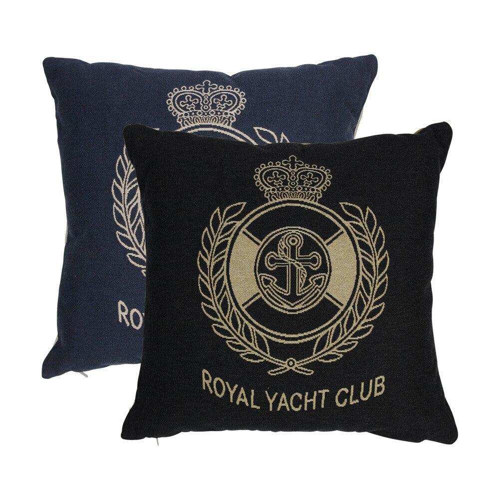 2er Set Gobelin Kissen marine blau royal yacht club 45x45cm - HomeDesign Knaus