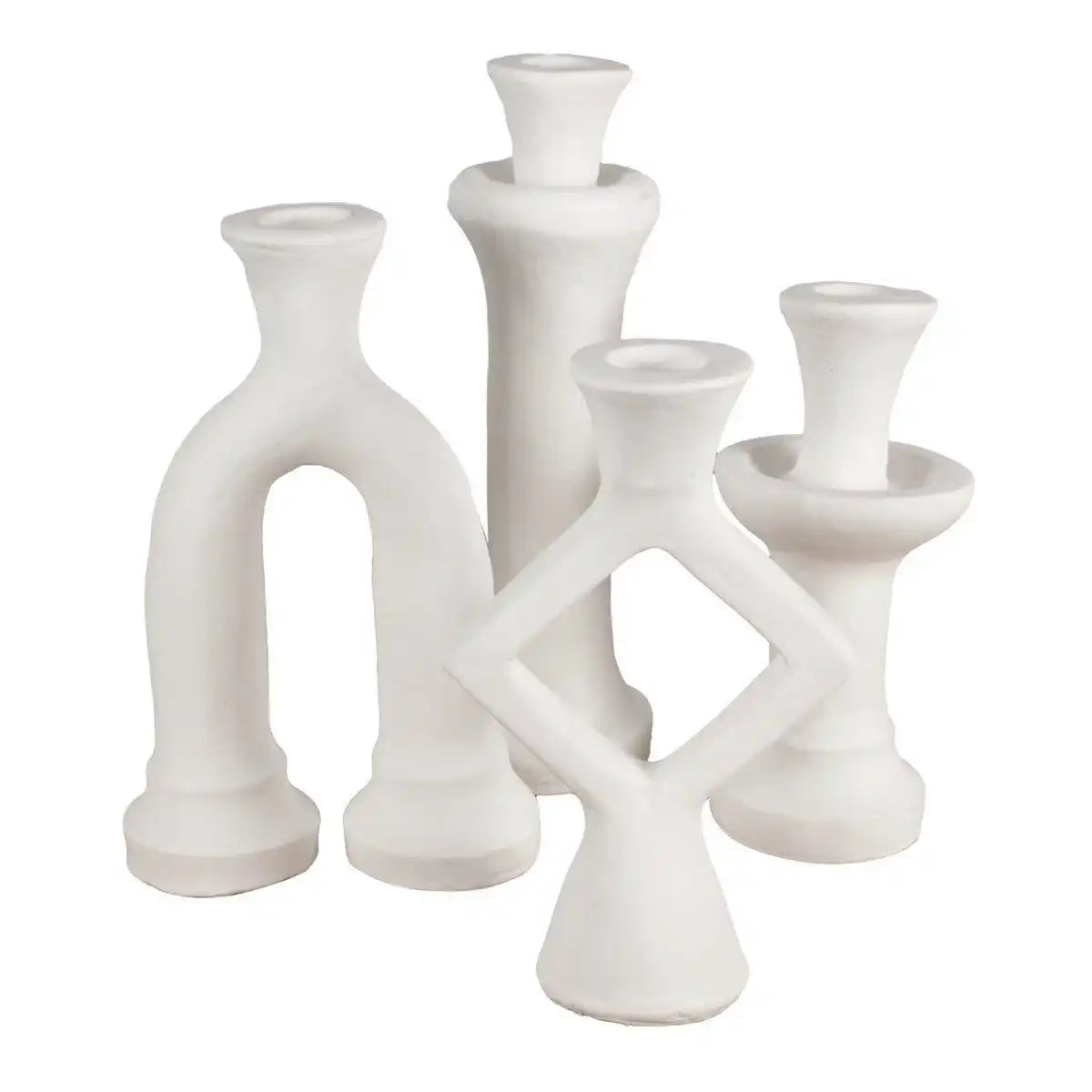 2er-Set Keramik Kerzenhalter Touareg Organische Form weiß - HomeDesign Knaus