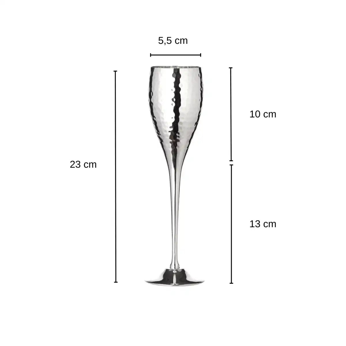 2er Set Sektkelch Sektflöte Dodo, gehämmert, edel versilbert, Höhe 23 cm, Füllmenge 200 ml - HomeDesign Knaus