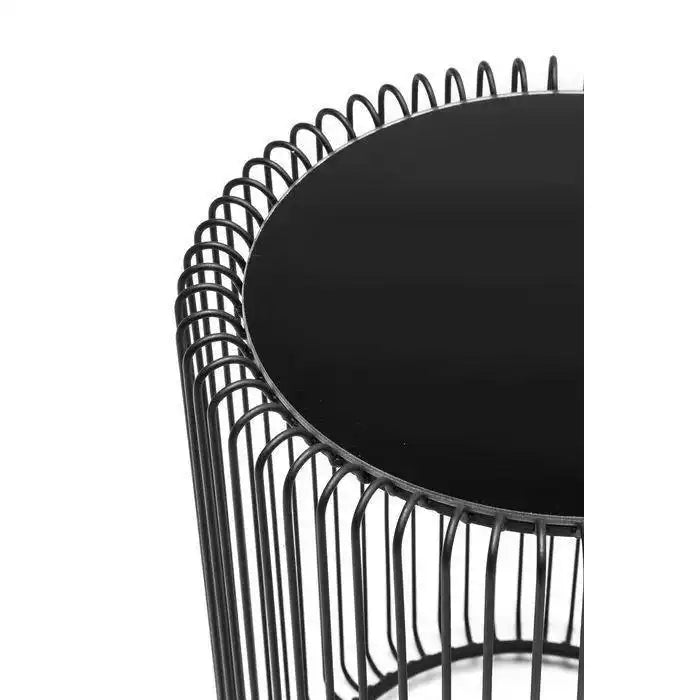 2er Set Wire Beistelltisch Couchtisch rund Schwarz Pulverbeschichtet Sicherheitsglas - HomeDesign Knaus