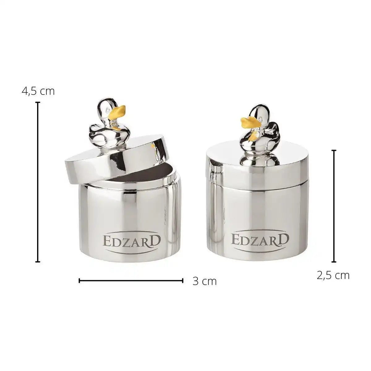2er Set Zahndosen Schmuckdosen Ente edel versilbert - HomeDesign Knaus