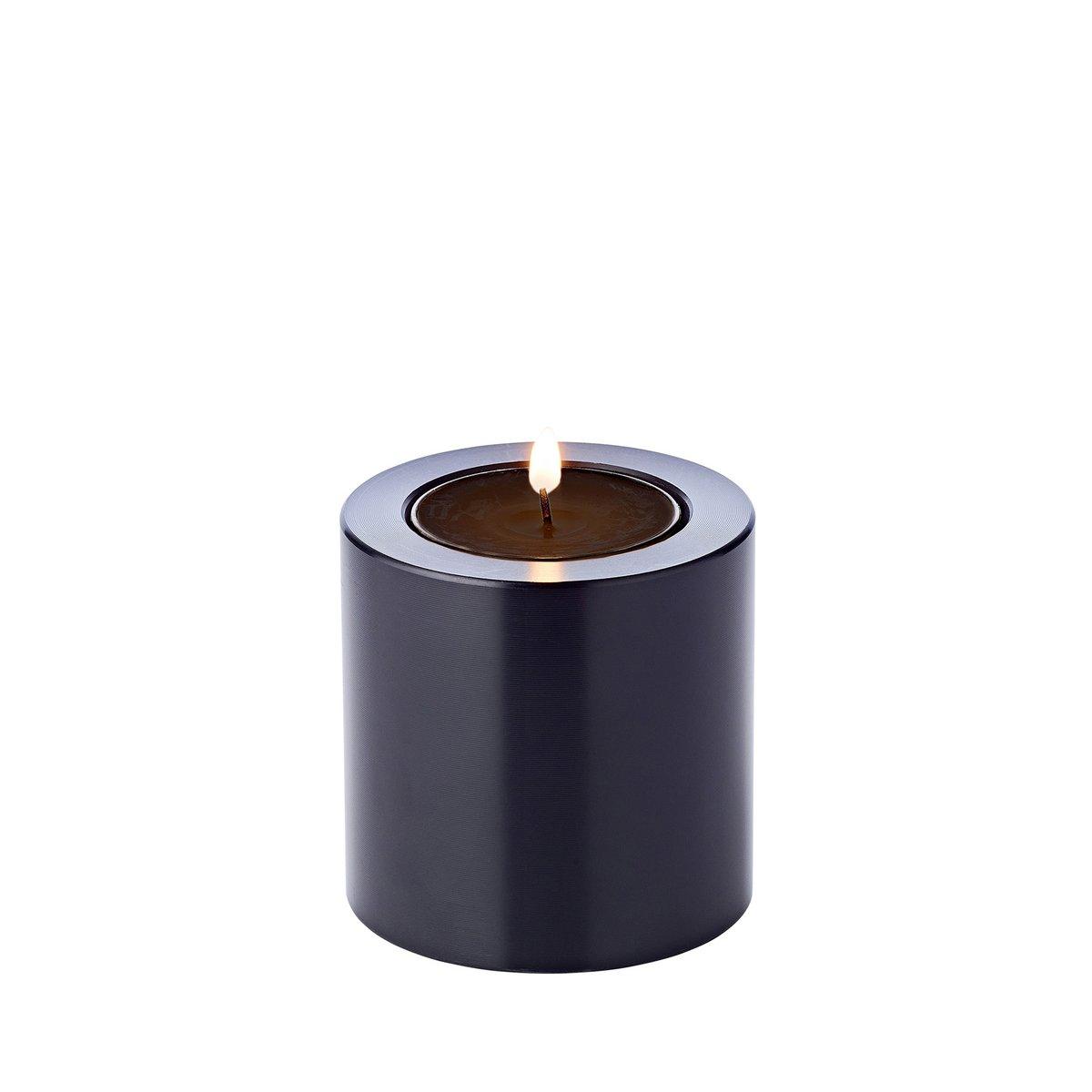 3er-Set Dauerkerze Cornelius schwarz Teelichthalter hitzebeständig 90° - HomeDesign Knaus