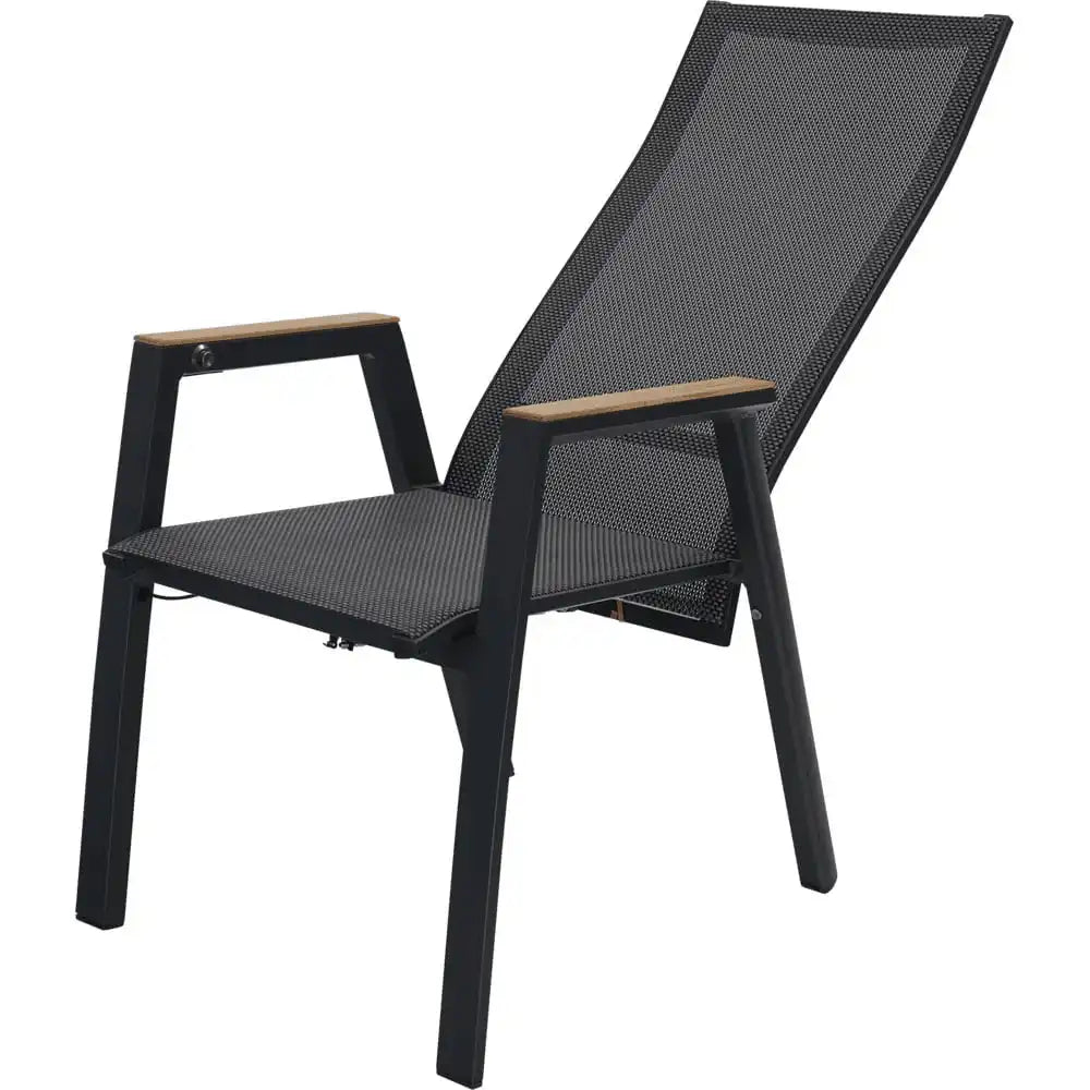 4er Gartenstuhl Hochlehner Amir Teak Negro verstellbar - HomeDesign Knaus