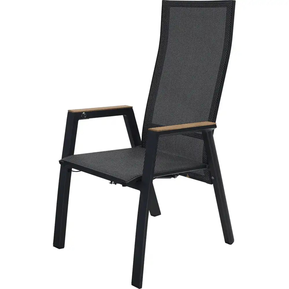 4er Gartenstuhl Hochlehner Amir Teak Negro verstellbar - HomeDesign Knaus