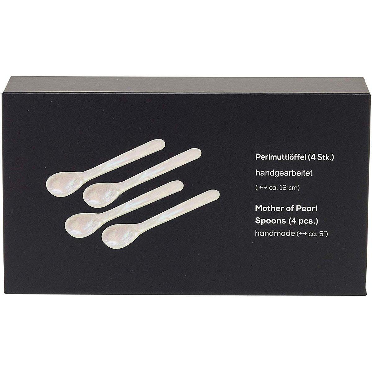 EDZARD 4er Set Perlmuttlöffel Kaviarlöffel Eierlöffel, abgerundete Ecken, Länge 11 cm - HomeDesign Knaus