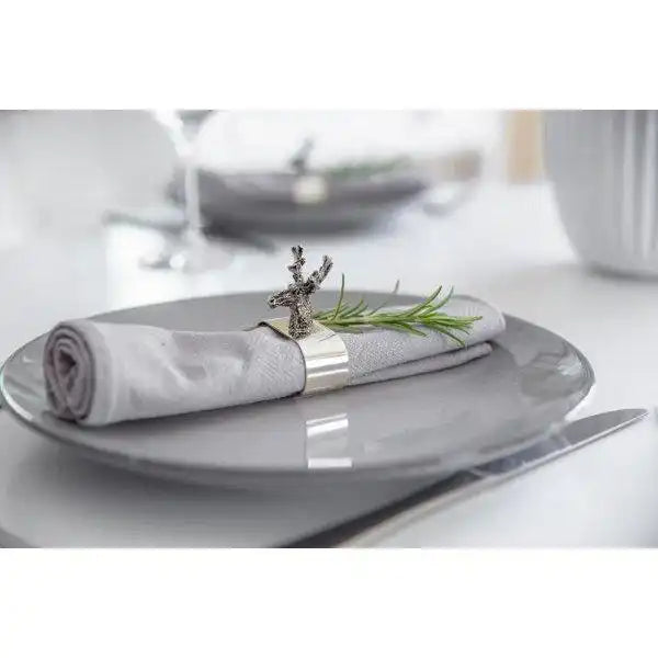 4er Set Serviettenringe Hirsch edel versilbert - HomeDesign Knaus