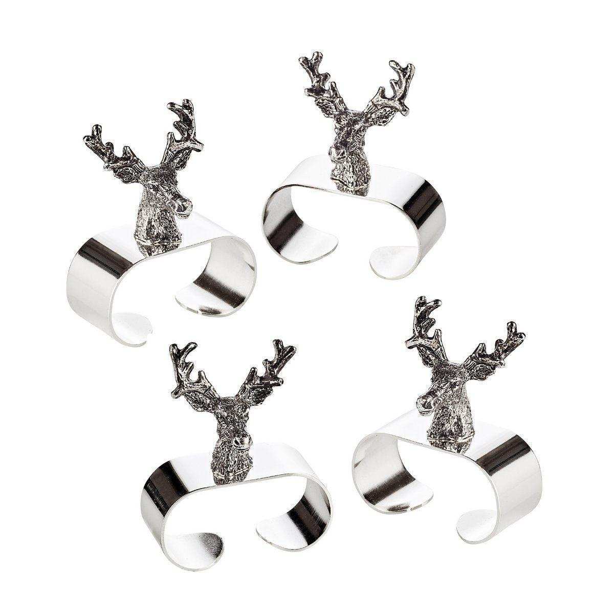 4er Set Serviettenringe Hirsch edel versilbert - HomeDesign Knaus
