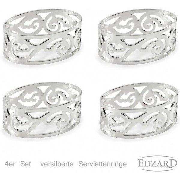 4er Set Serviettenringe Vita edel versilbert - HomeDesign Knaus