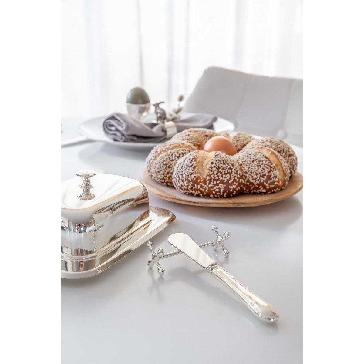 EDZARD 6er Set Messerbank Messerbänkchen Kreuz, edel versilbert, anlaufgeschützt, Länge 7 cm - HomeDesign Knaus