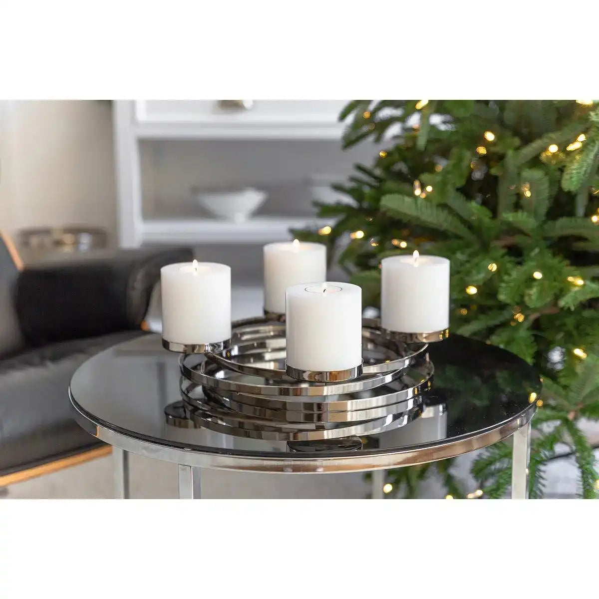 Adventskranz Annabel Chrom Edelstahl 34 cm - HomeDesign Knaus