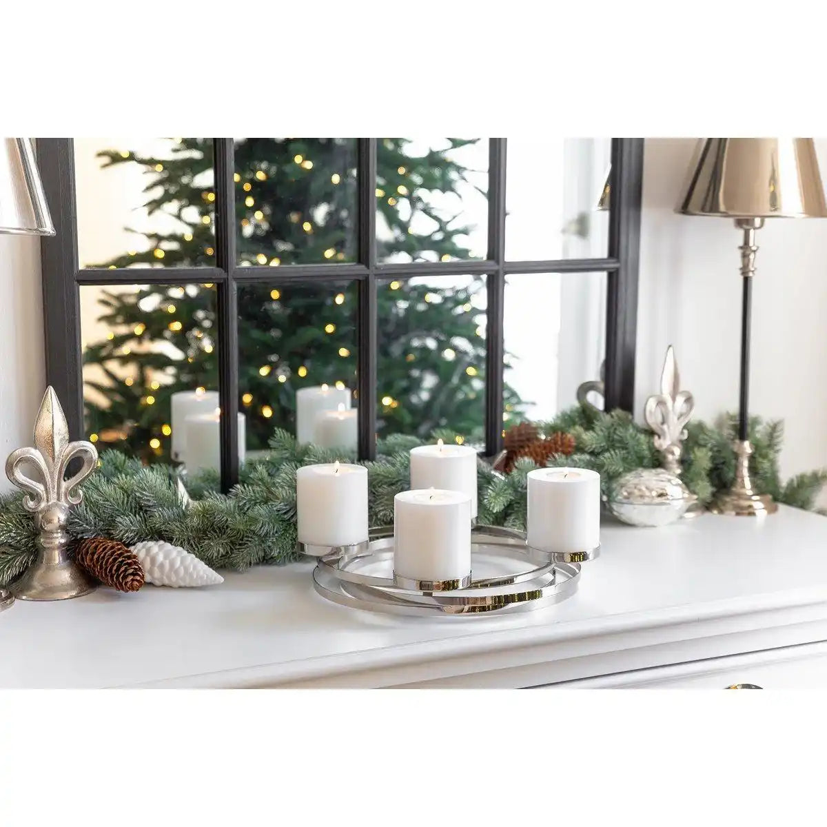 Adventskranz Annabel Chrom Edelstahl 34 cm - HomeDesign Knaus