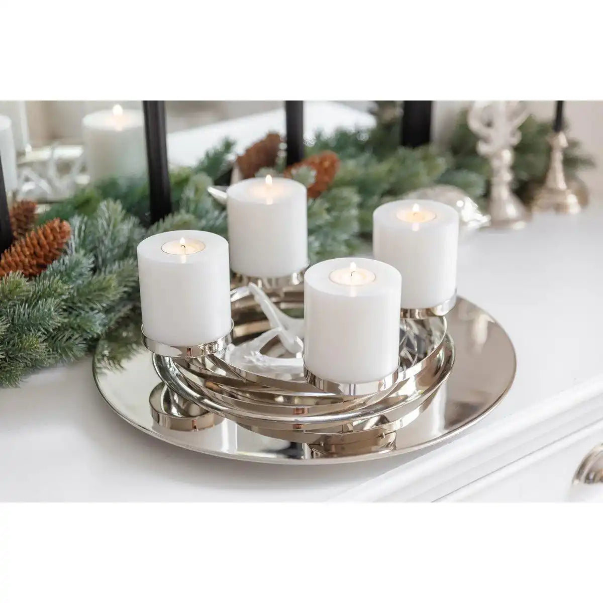 Adventskranz La Annabell Edelstahl Chrom 40 cm - HomeDesign Knaus