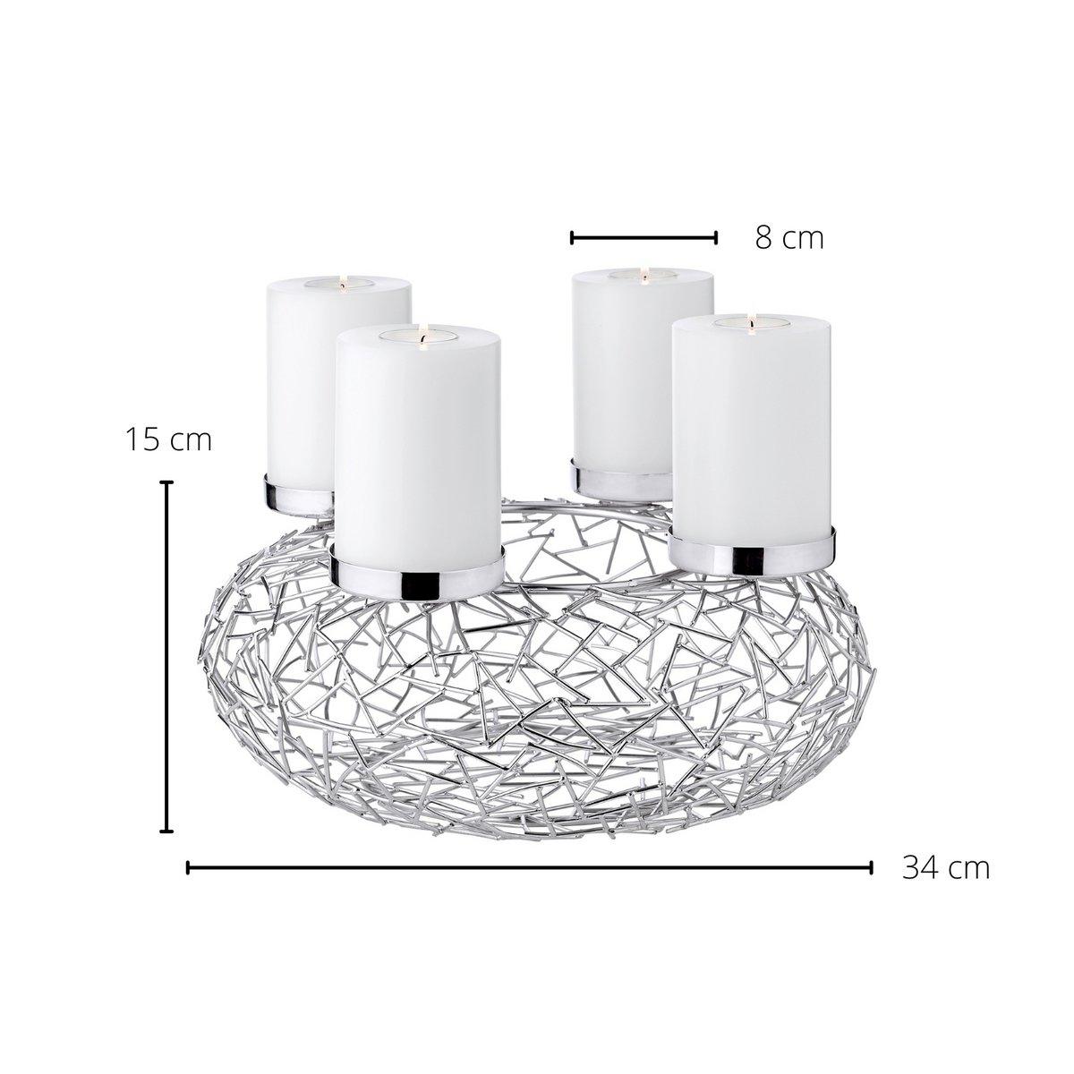 EDZARD Adventskranz Milano, Edelstahl glänzend vernickelt, Durchmesser 34 cm - HomeDesign Knaus