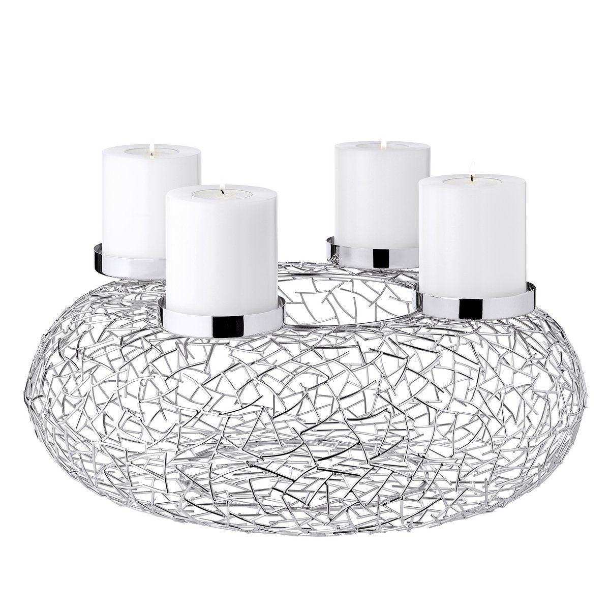 Adventskranz Milano, Edelstahl glänzend vernickelt, Durchmesser 53 cm - HomeDesign Knaus