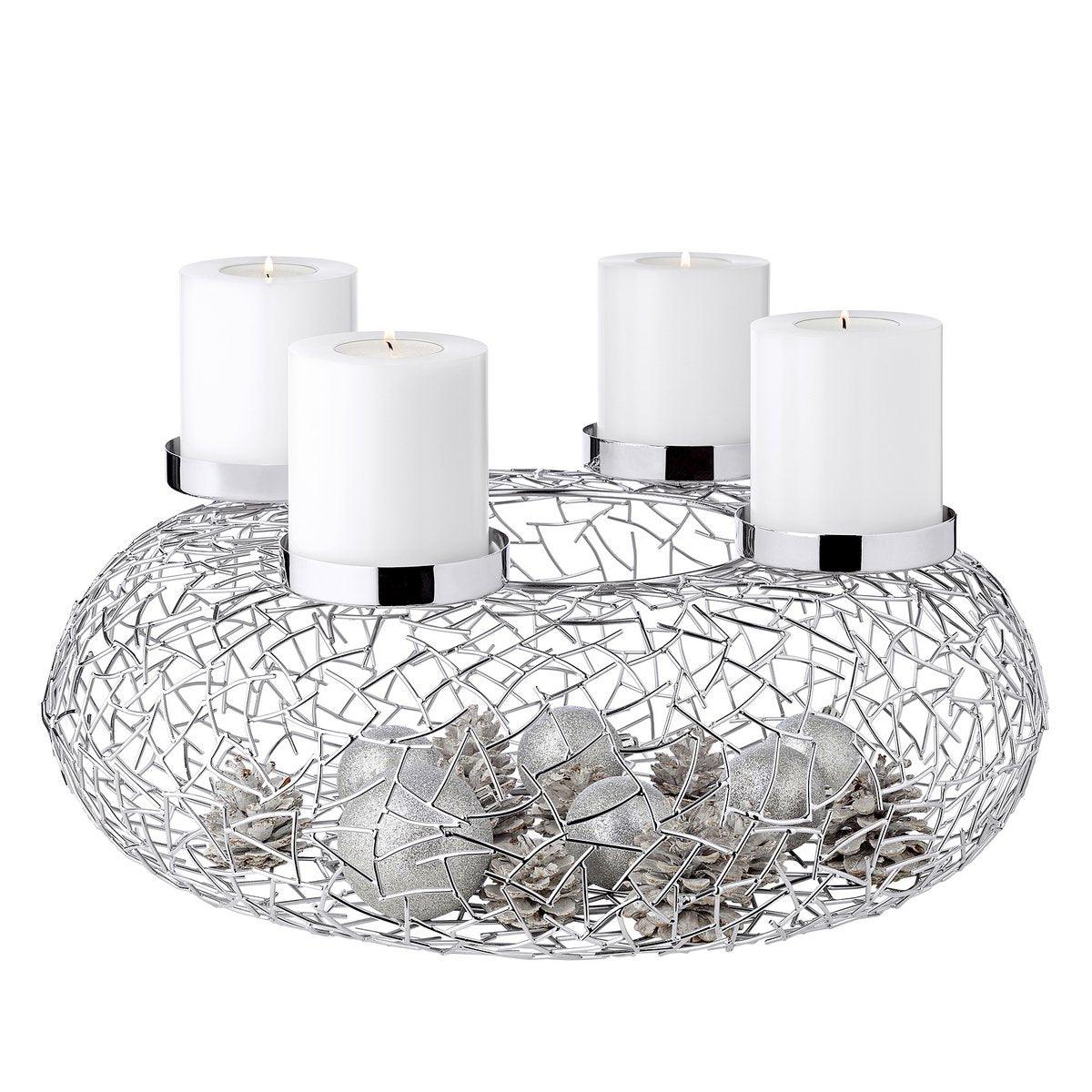 EDZARD Adventskranz Milano, Edelstahl glänzend vernickelt, Durchmesser 53 cm - HomeDesign Knaus