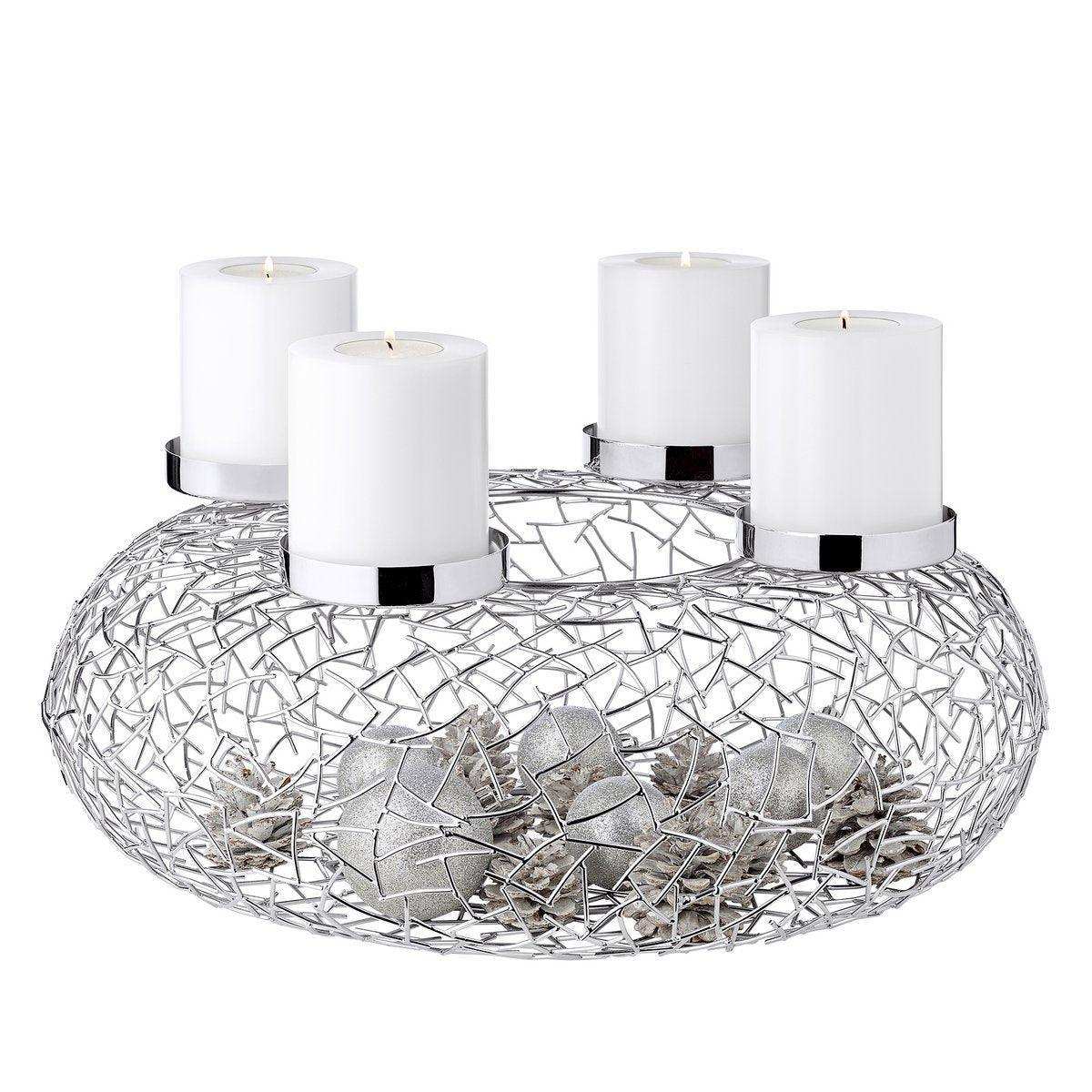 Adventskranz Milano, Edelstahl glänzend vernickelt, Durchmesser 53 cm - HomeDesign Knaus