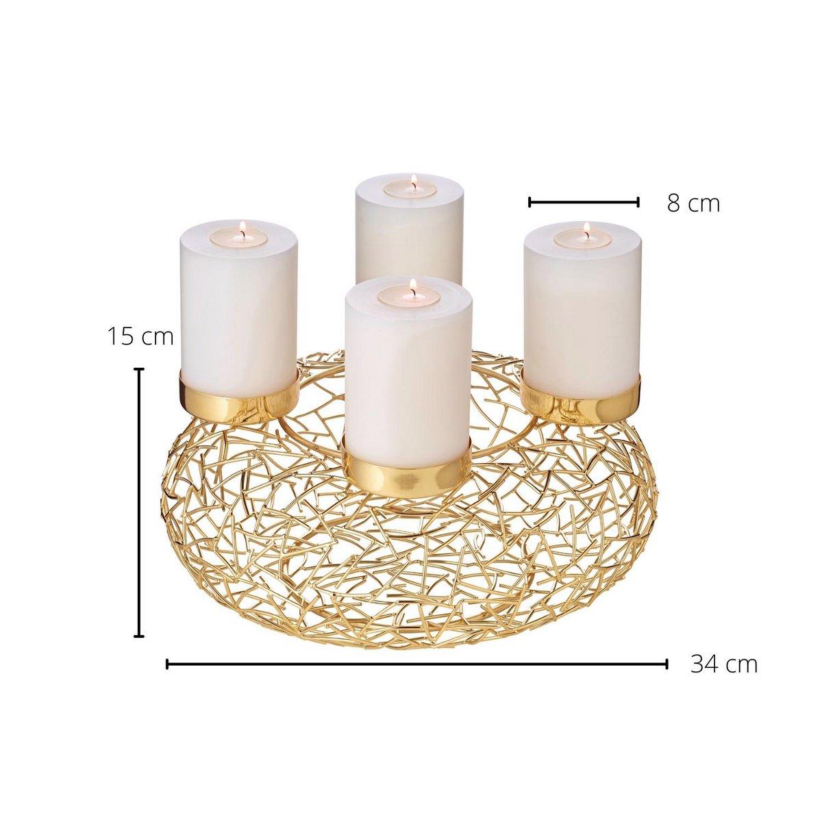 EDZARD Adventskranz Milano, Edelstahl, Gold-Optik, Durchmesser 34 cm - HomeDesign Knaus