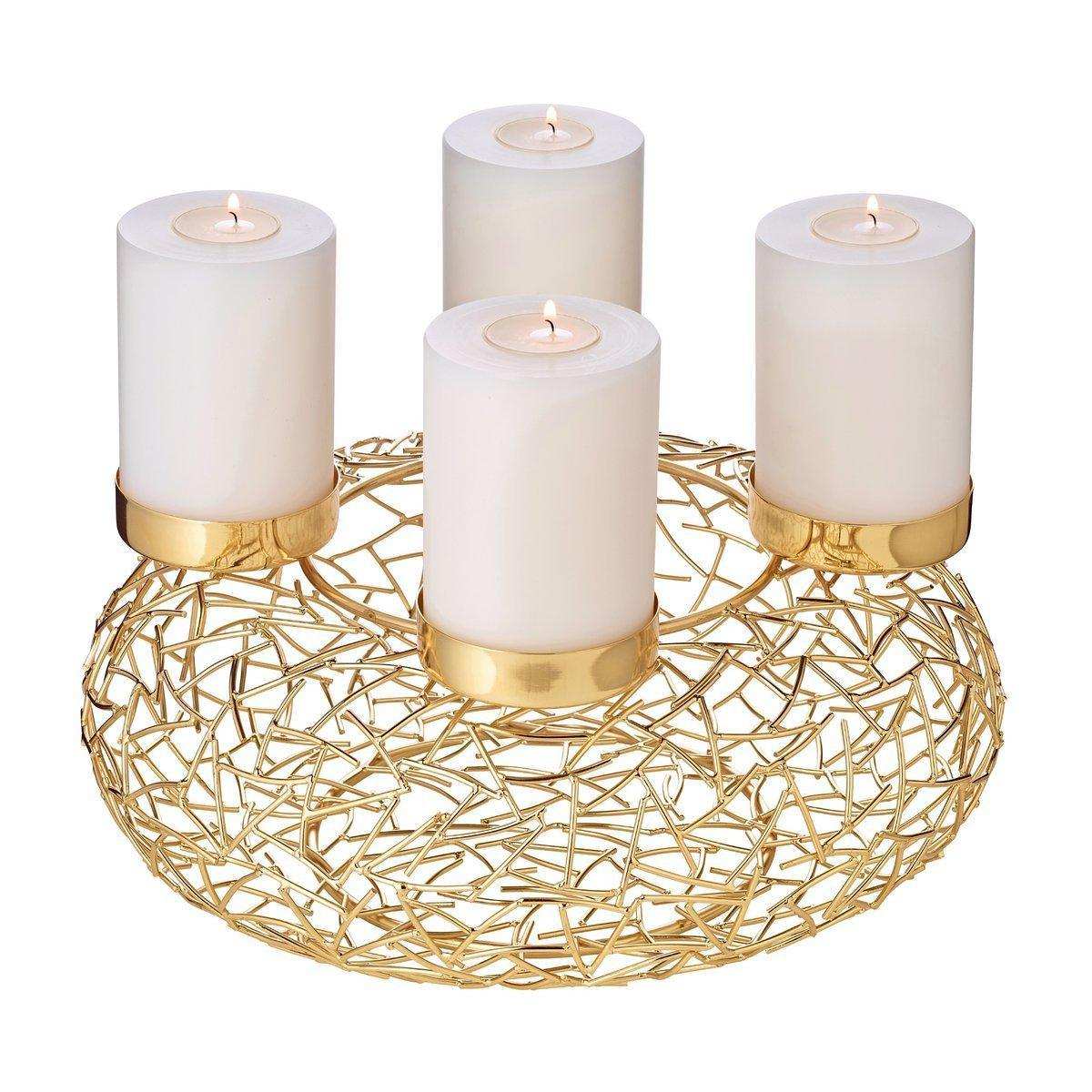 Adventskranz Milano, Edelstahl, Gold-Optik, Durchmesser 34 cm - HomeDesign Knaus
