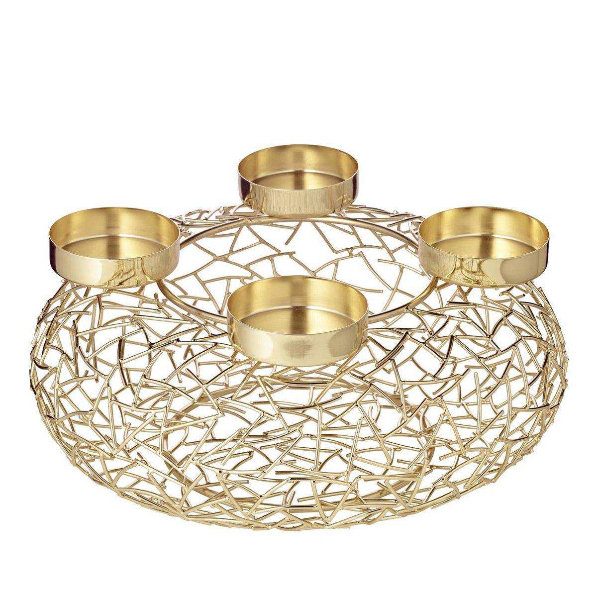 Adventskranz Milano, Edelstahl, Gold-Optik, Durchmesser 34 cm - HomeDesign Knaus