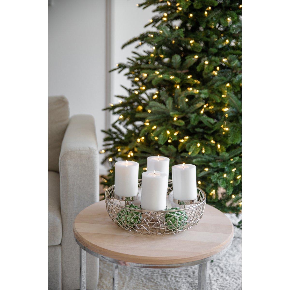 EDZARD Adventskranz Milano, Edelstahl vernickelt silberfarben, Durchmesser 34 cm, für Kerzen ø 8 cm - HomeDesign Knaus