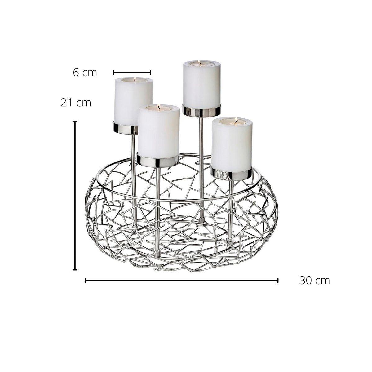 Adventskranz Milano Up (Ø 30 cm), Edelstahl, für Kerzen Ø 6 cm - HomeDesign Knaus