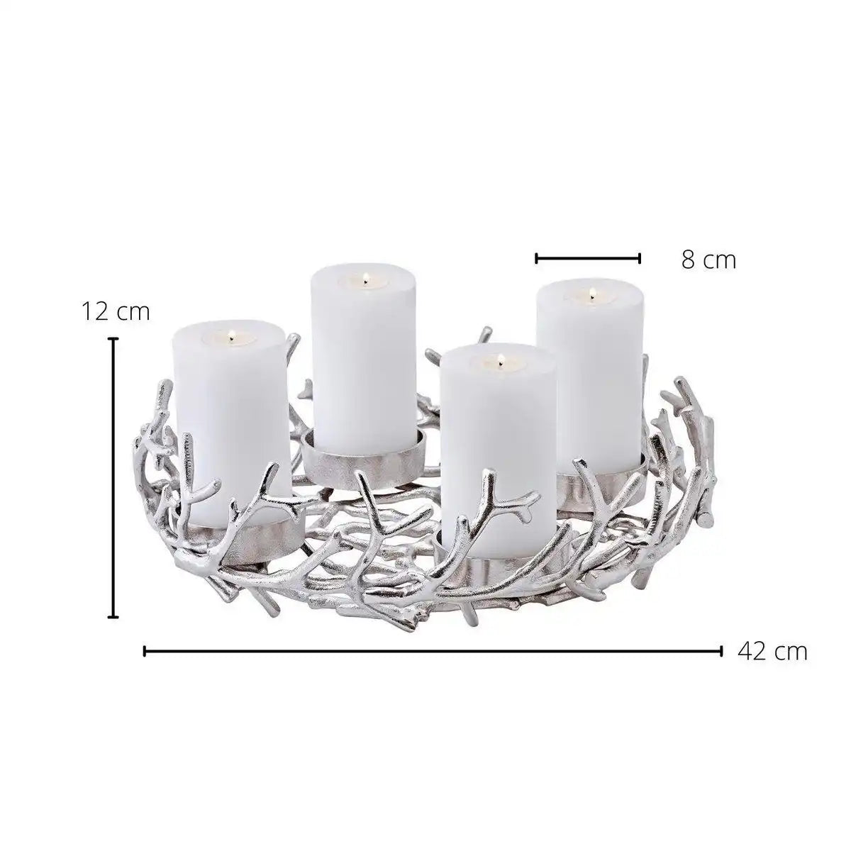 Adventskranz Porus, Geweih-Design, Aluminium vernickelt, Durchmesser 42 cm - HomeDesign Knaus