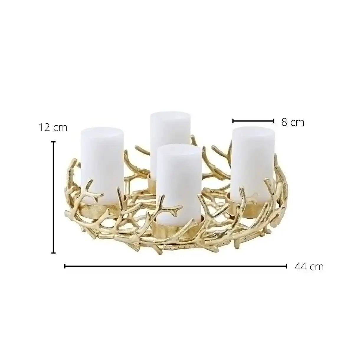 Adventskranz Porus, Geweih-Design, Aluminium vernickelt, goldfarben, Durchmesser 42 cm - HomeDesign Knaus