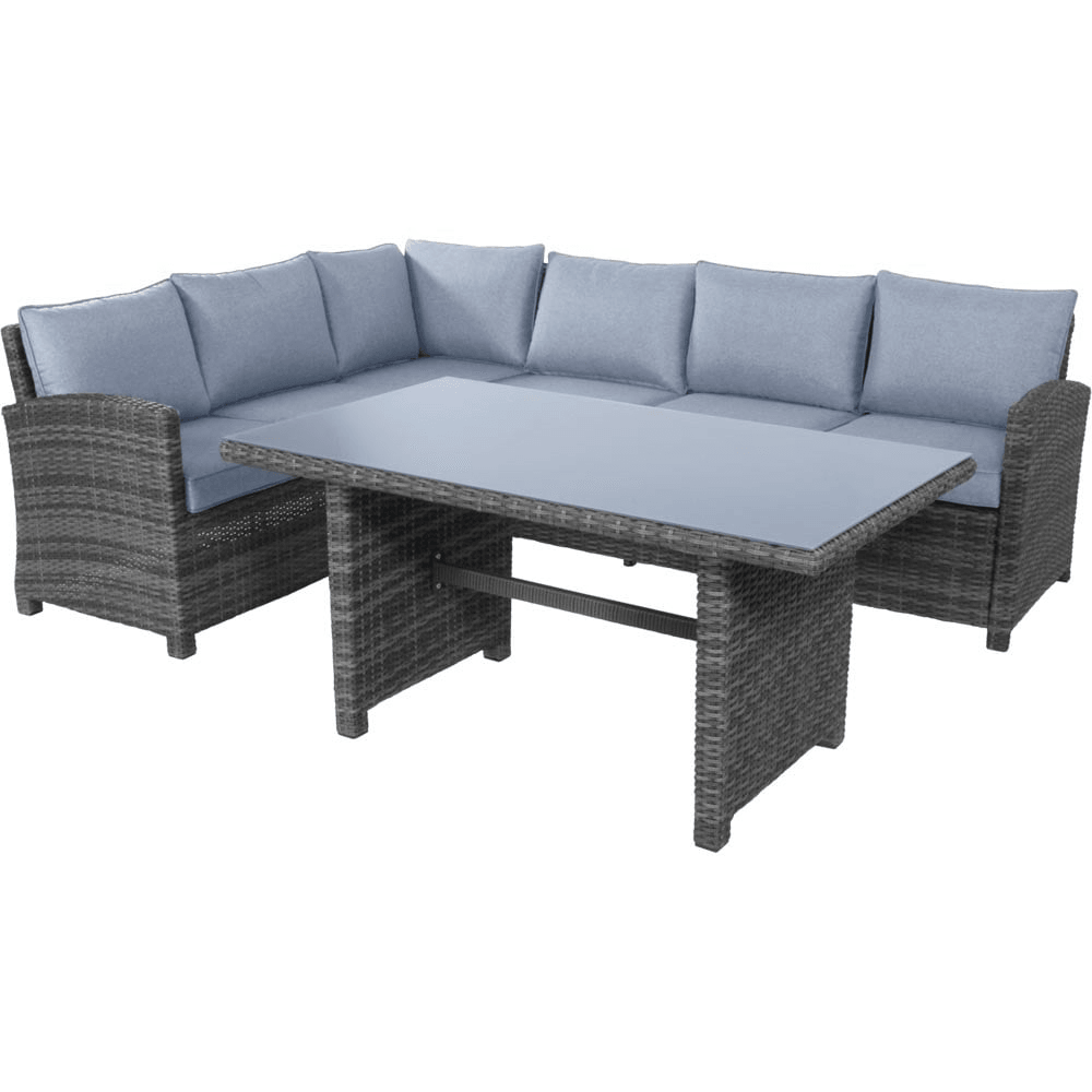 Designer Arezzo  Eck-Dining-Set Gartenmöbel Wetterfest grau meliert 190x245cm - HomeDesign Knaus