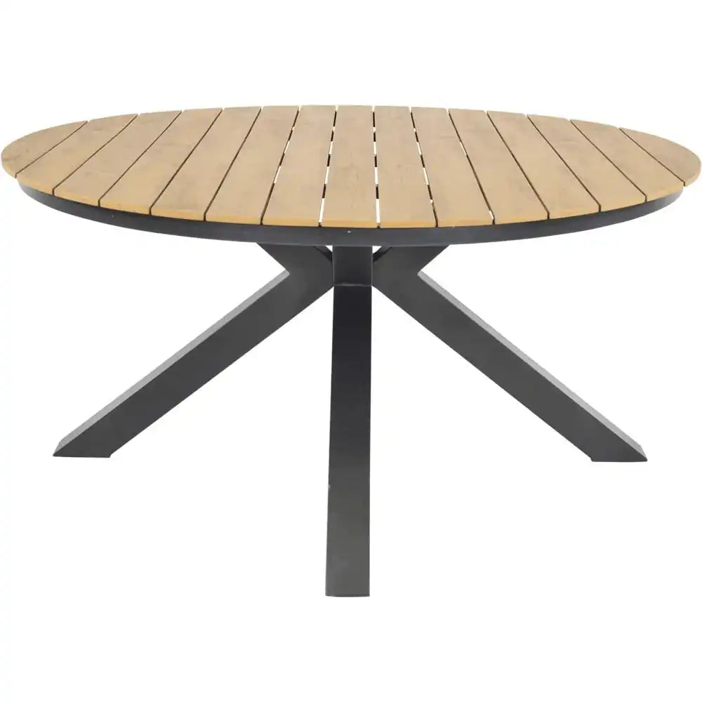 Arezzo Gartentisch Esstisch rund Teakoptik Anthrazit 150cm - HomeDesign Knaus