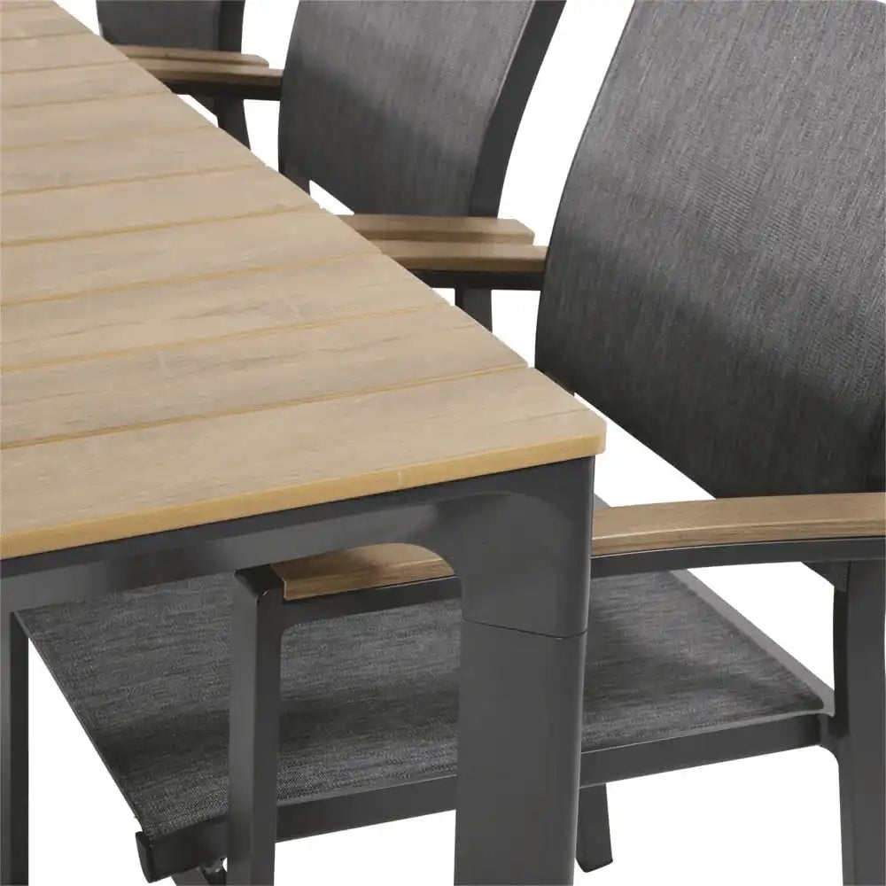 Arezzo Gartentisch Esstisch Teak Anthrazit 200x90cm - HomeDesign Knaus