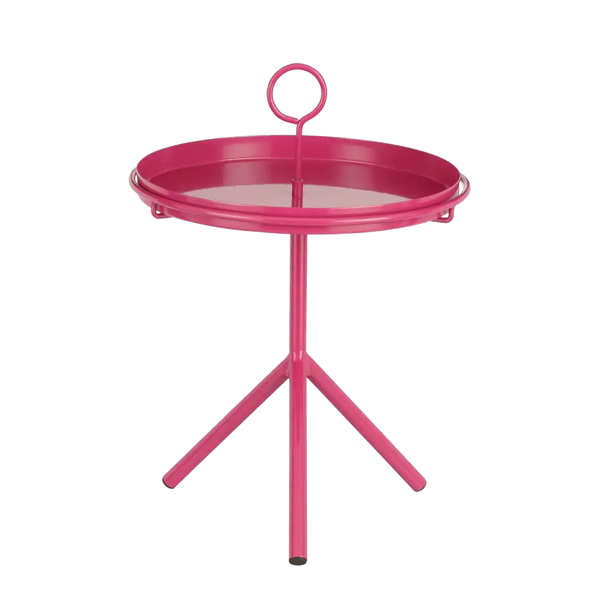 Aston Beistelltisch mit abnehmbarem Tablett – H41,5 x Ø30,5 cm – Metall – Fuchsia - HomeDesign Knaus