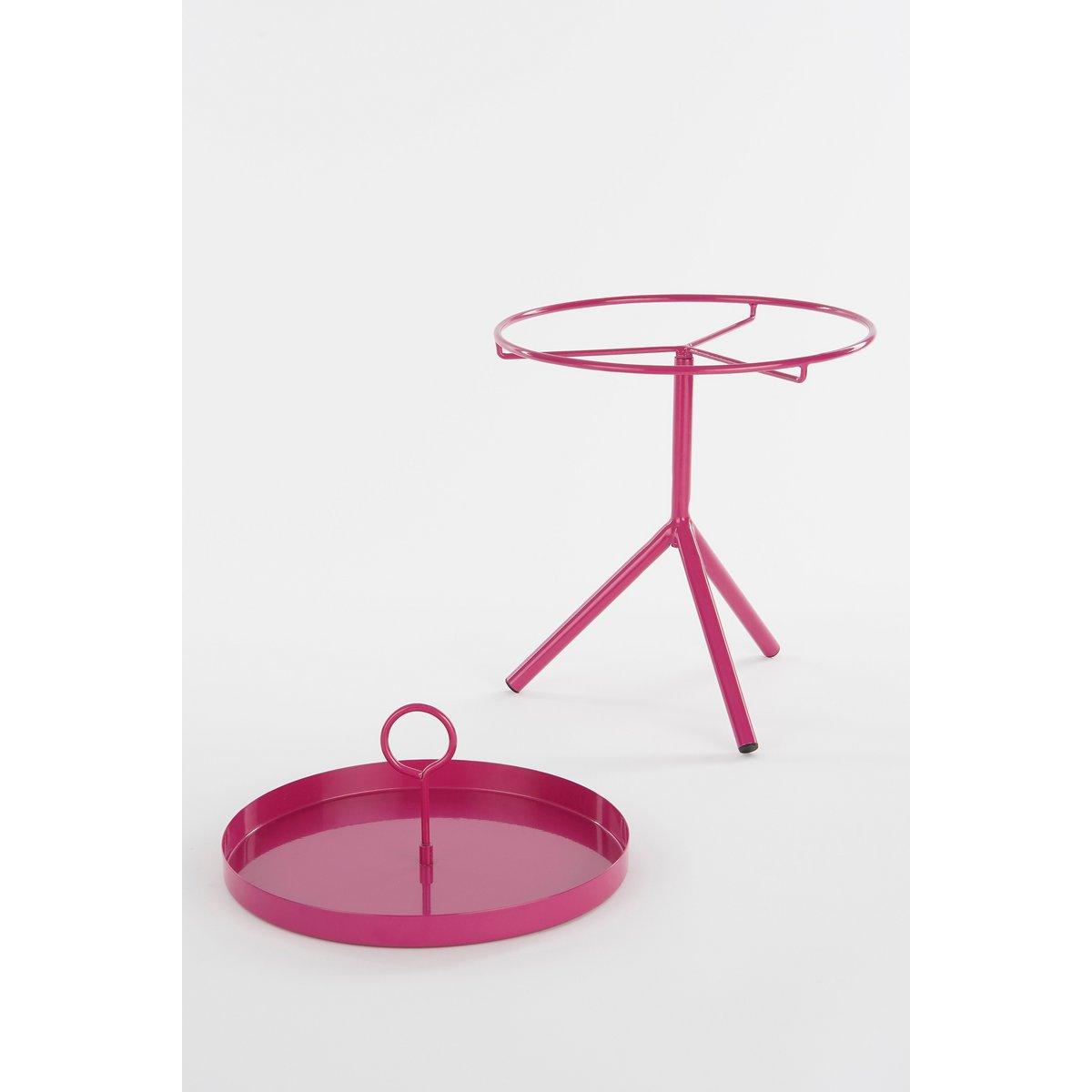 Aston Beistelltisch mit abnehmbarem Tablett – H41,5 x Ø30,5 cm – Metall – Fuchsia - HomeDesign Knaus