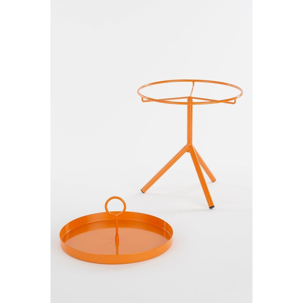 Aston Beistelltisch mit abnehmbarem Tablett – H41,5 x Ø30,5 cm – Metall – Orange - HomeDesign Knaus