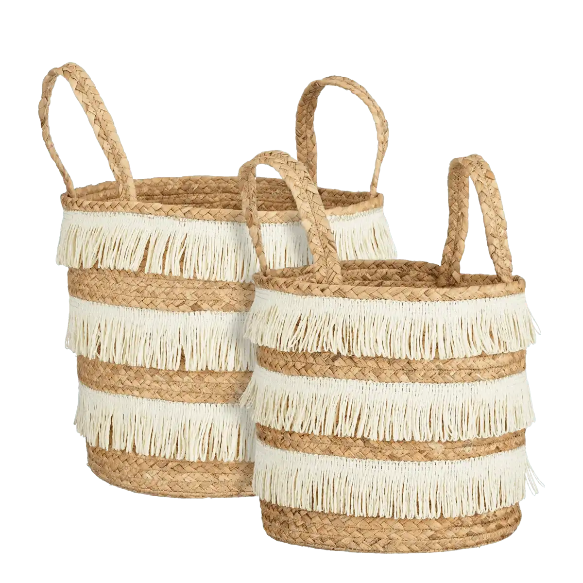 Aufbewahrungskorb – 2er-Set – H30 x Ø32 cm – Wasserhyazinthe – Braun - HomeDesign Knaus