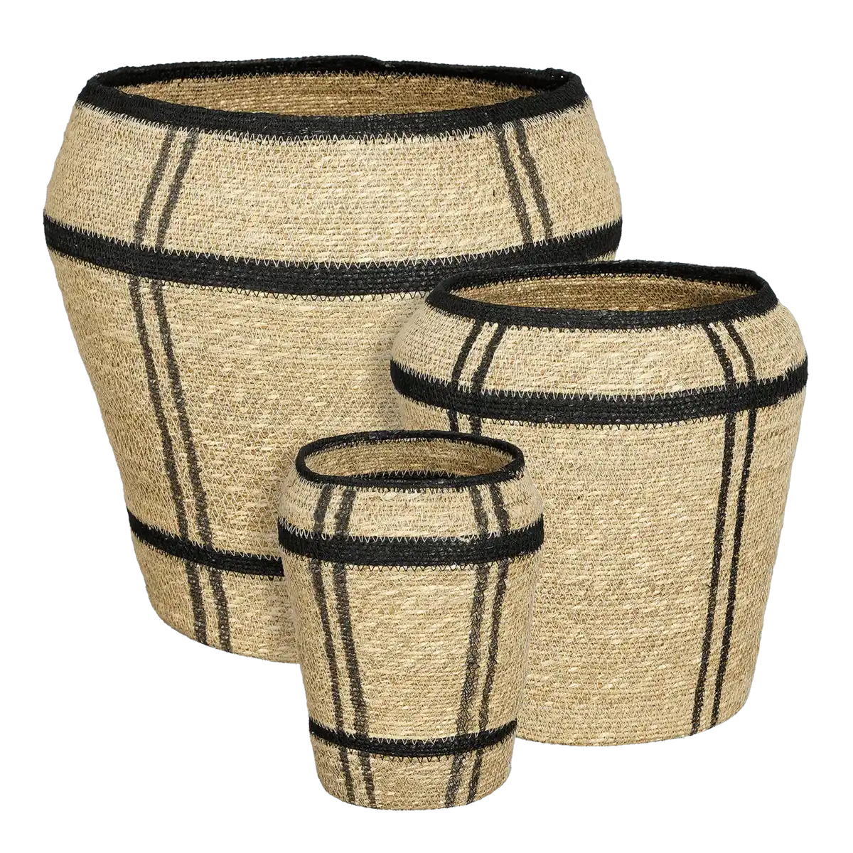 Aufbewahrungskorb – 3er-Set – H38 x Ø30 cm – Seegras – Hellbraun - HomeDesign Knaus