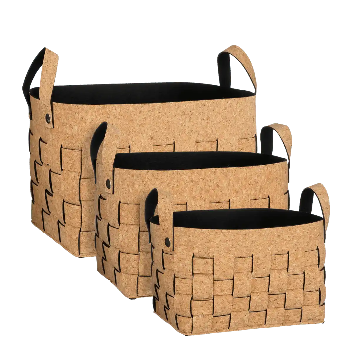 Aufbewahrungskorb – 3er-Set – L40 x B30 x H30 cm – Kork/Filz – Braun - HomeDesign Knaus