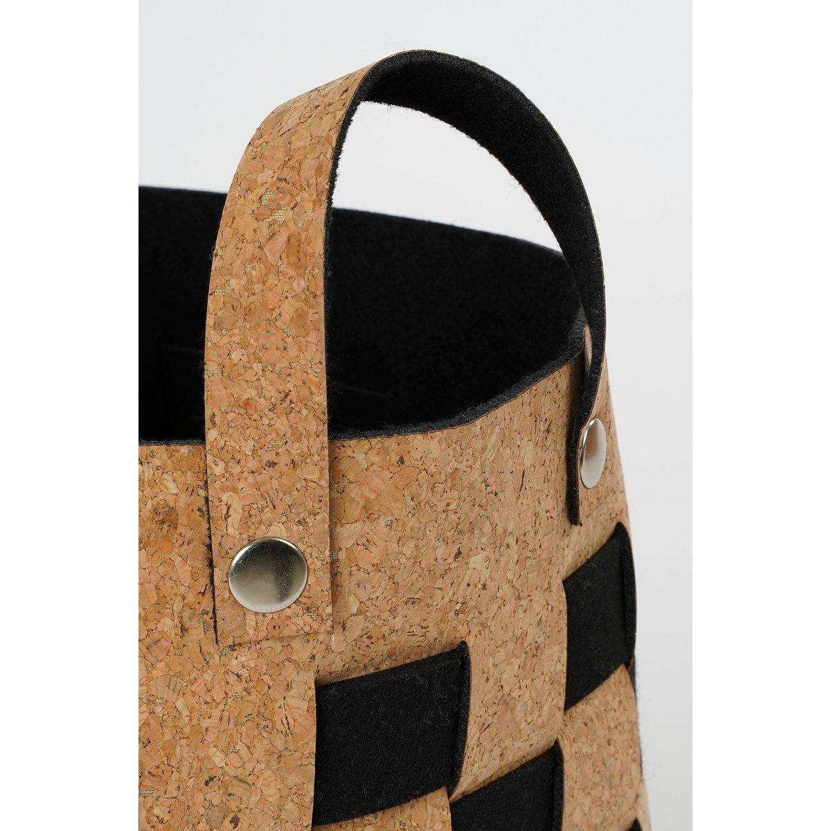 Aufbewahrungskorb – 3er-Set – L40 x B30 x H30 cm – Kork/Filz – Schwarz - HomeDesign Knaus