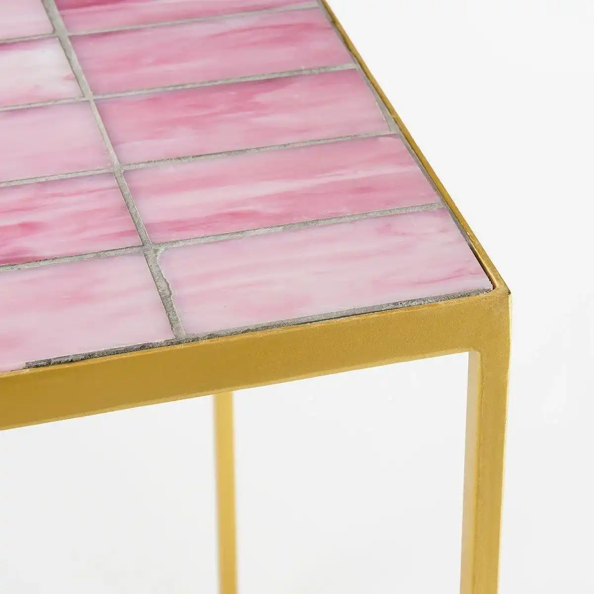Beistelltisch für den Außenbereich – 2er-Set – L38 x B38 x H48 cm – Metall – Rosa - HomeDesign Knaus
