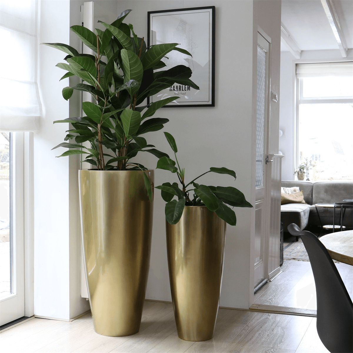 Designer Kentucky Blumenkübel Innenbereich - Außenbereich UV- & frostbeständig Pflanzentopf Handarbeit Gold - HomeDesign Knaus