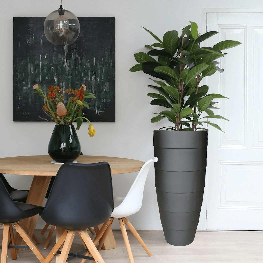 Designer Kentucky Blumenkübel Innenbereich - Außenbereich UV- & frostbeständig Pflanzentopf Handarbeit schwarz - HomeDesign Knaus