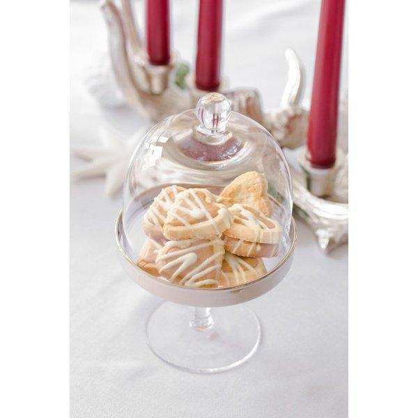 Bonboniere Glasdose Candy Bar auf Fuß Leos Kristallglas mit Platinrand - HomeDesign Knaus