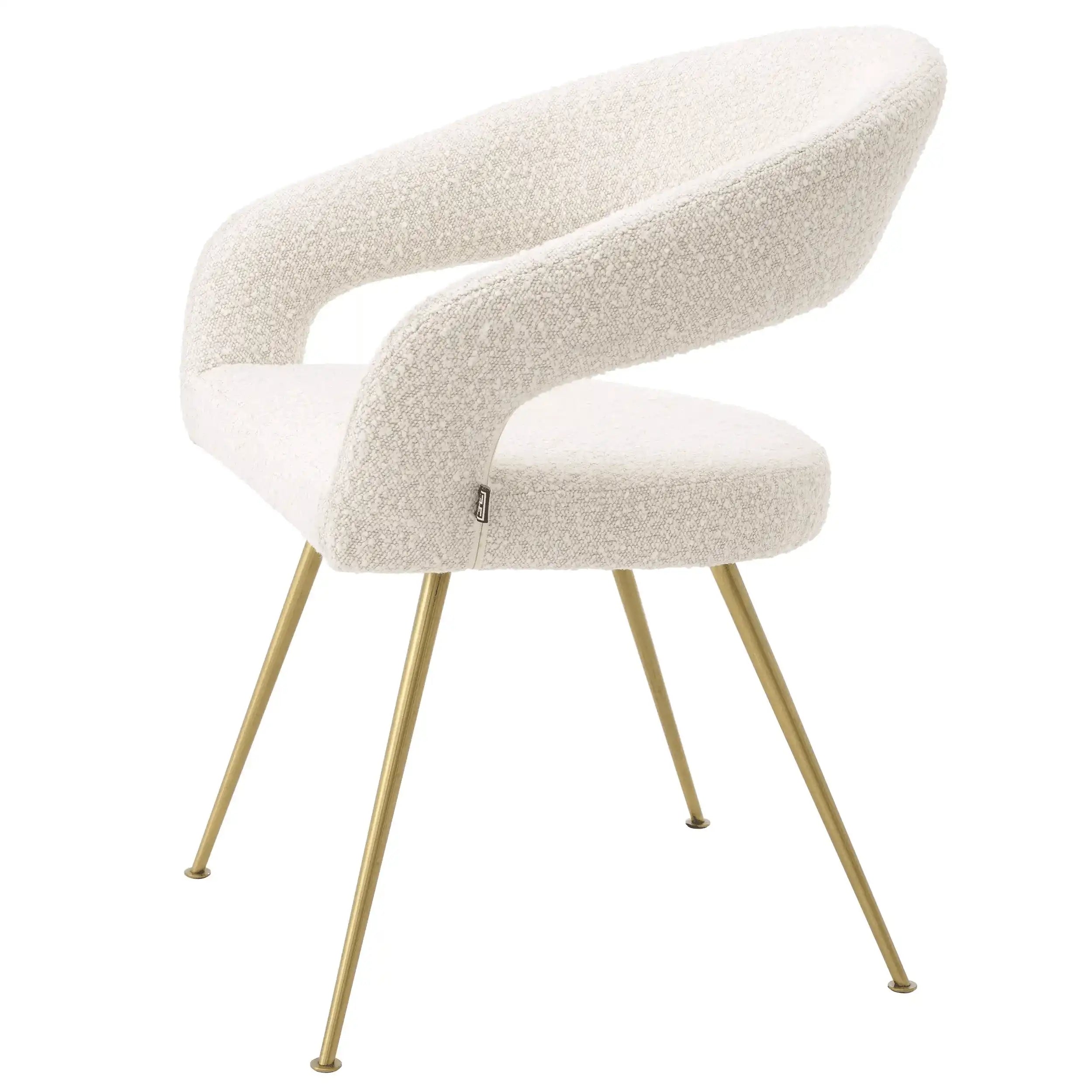 Bravo Esszimmerstuhl Boucle Creme Beine aus gebürstetem Messing - HomeDesign Knaus