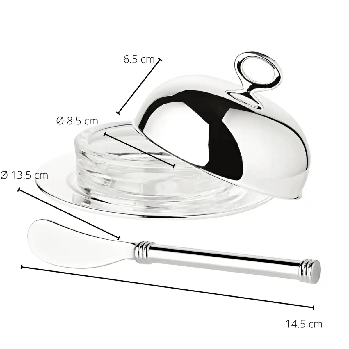 Butterdose Jago edel versilbert inkl. Buttermesser Edelstahl - HomeDesign Knaus