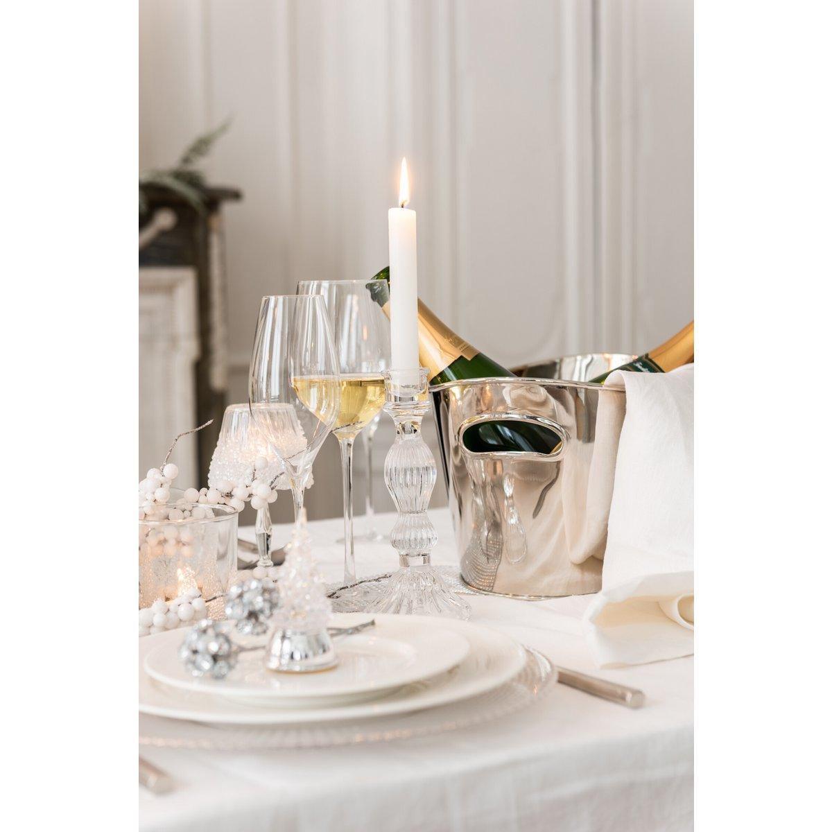 Champagnerkübel Champagnerkühler oval Edelstahl glänzendes Silber - HomeDesign Knaus
