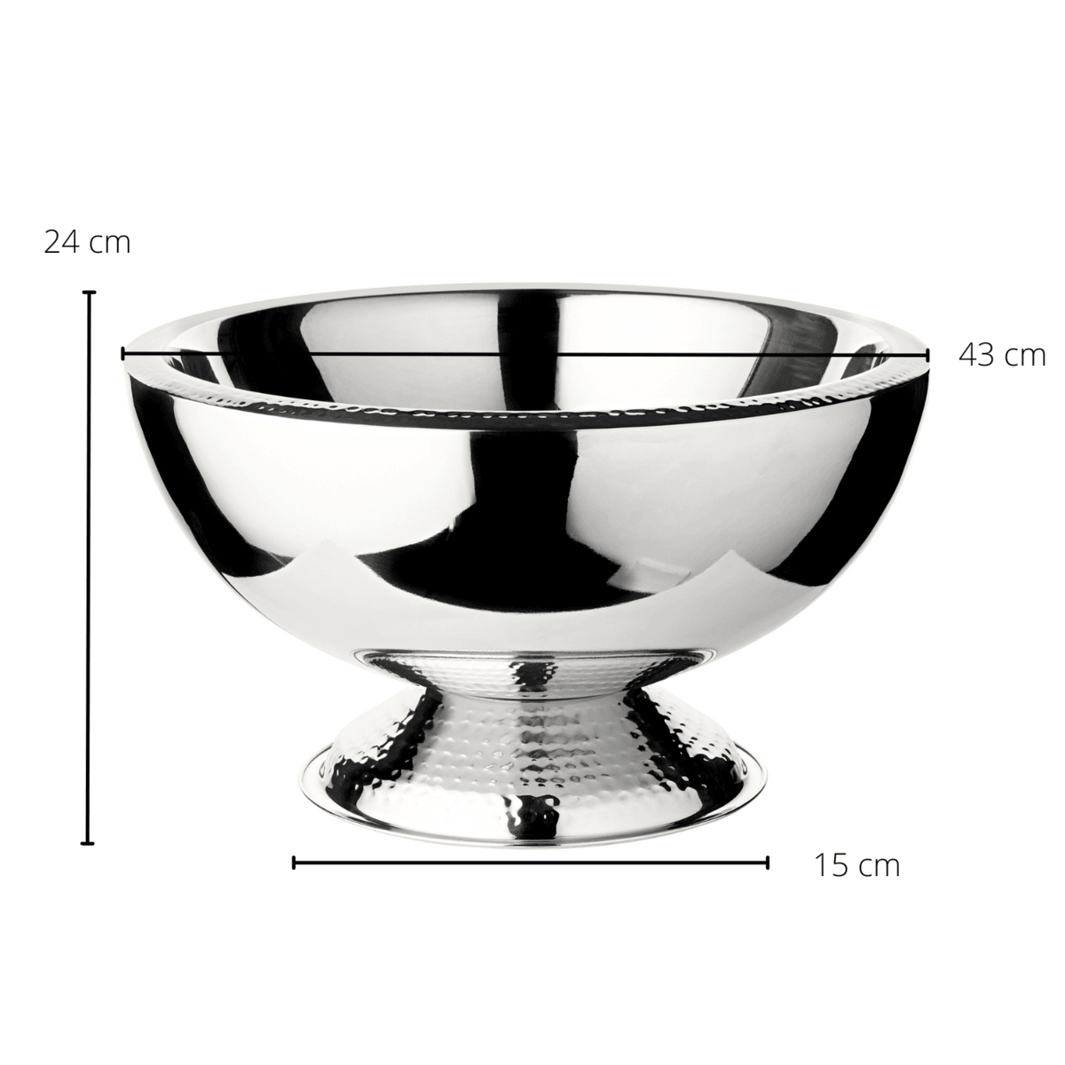 EDZARD Champagnerkühler Till, doppelwandig, Edelstahl hochglanzpoliert, Rand und Fuß gehämmert, ø 43 cm - HomeDesign Knaus