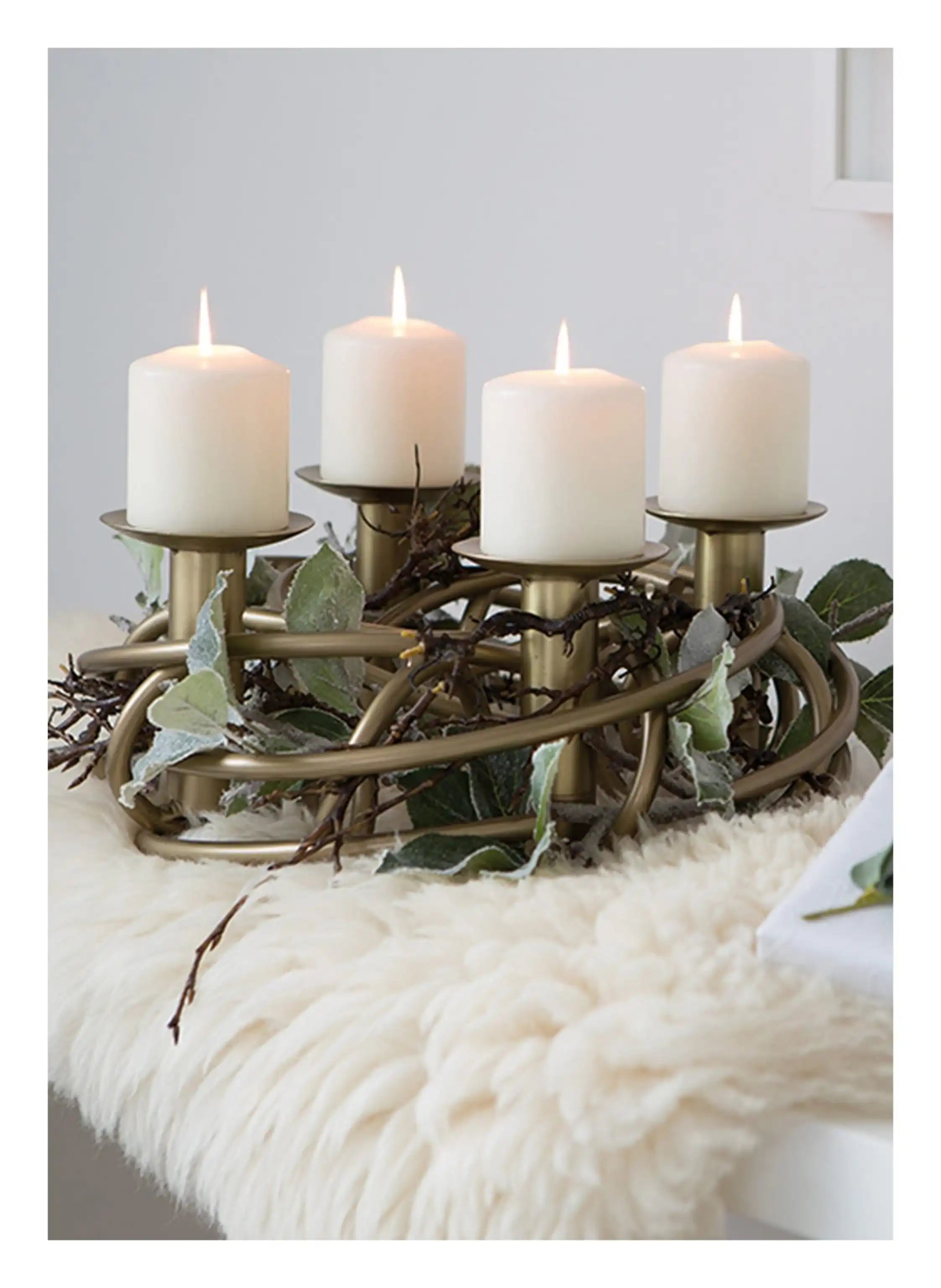 Corona Adventskranz Rund Matt Gold Designer Unikat - HomeDesign Knaus